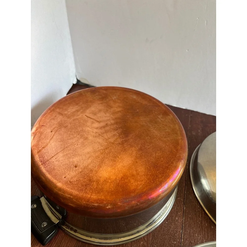 Vintage Revere Ware Copper Bottom Stock Pot Steamer Basket Lid Double Ring 9